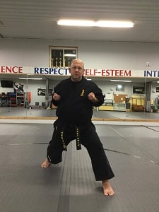 The fighting stance in karate.