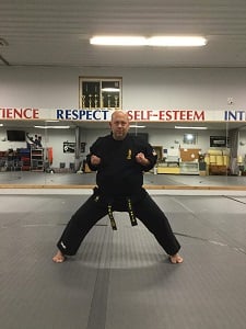 Horseback or Kiba Dachi Stance in karate.