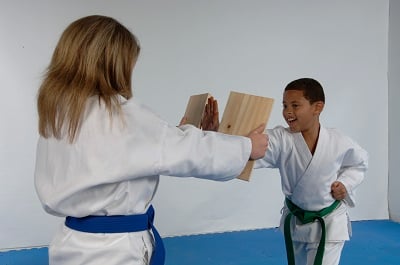  Every class builds confidence and courage. Martial arts offers plenty of safe, healthy ways for children to practice courage, like breaking a board!