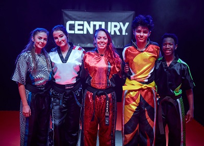 Sensei Allman (center) and members of Firehawk's competition team (left to right):                             Molly Smith, Jane Russ, Eli Hurtado, and Myron Peoples. 