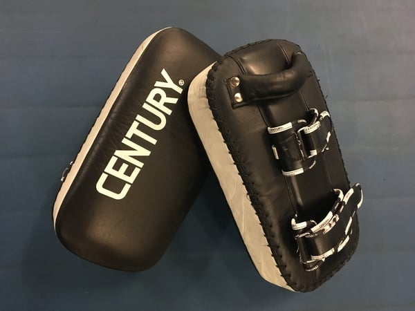 Muay thai pads used for kickboxing.